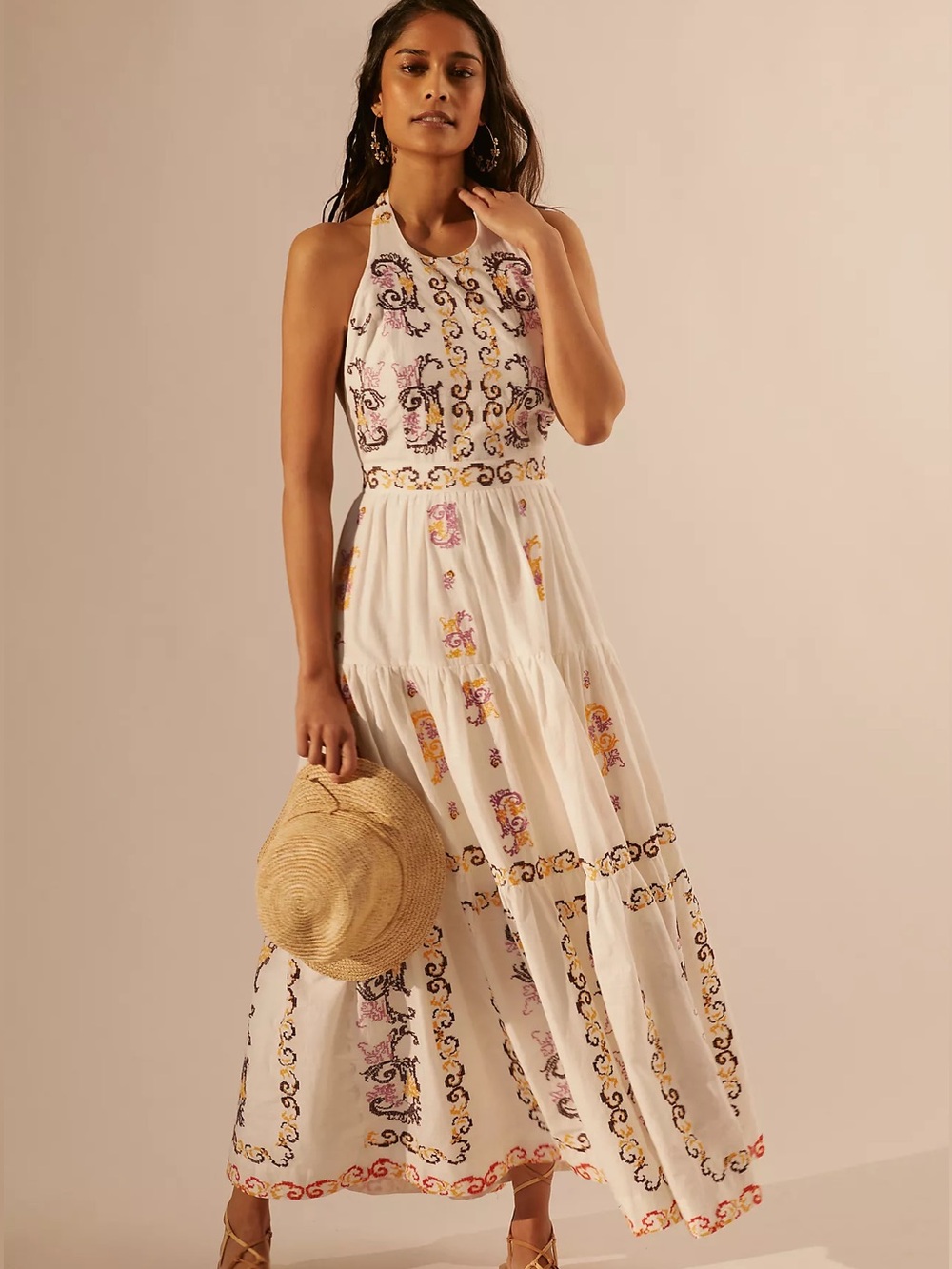 Anthropologie Medallion Halter Maxi Dress
